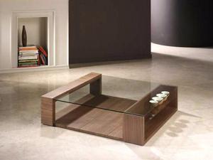 Mesa baja moderna madera y vidrio