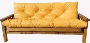 Vendo futon 2 plazas (se hace cama) color amarillo