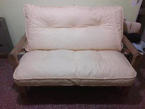 Futon de madera cruda de 2 cuerpos