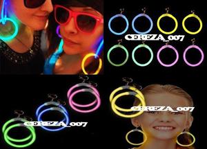 8 Aritos Aros Luminosos Redondos Neon Cotillon Luminoso