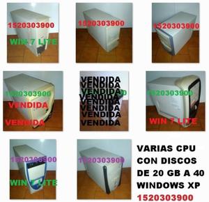 CPU S TODAS CON SISTEMA WINDOWS XP Y WINDOWS 7 LITE - TODAS