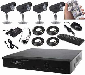 Kit De Seguridad Dvr 4 Camaras De Exterior Infrarojas Fuente