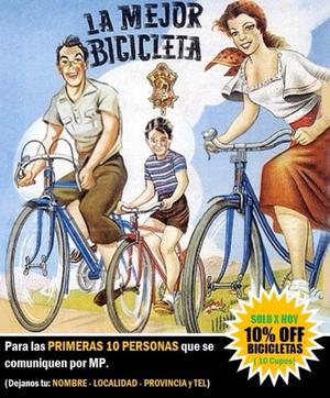 SOLO X HOY 1 de Agosto de  OFF en BICICLETAS