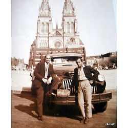 antigua foto postal bendecir el camion en la basilica de