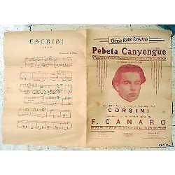 antigua partitura pebeta canyengue tango canaro - corsini