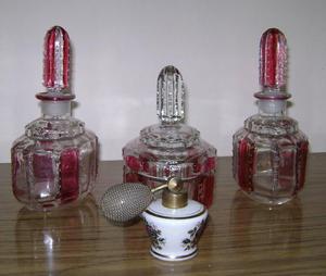 lote de perfumeros art deco cristal y otro bavaria