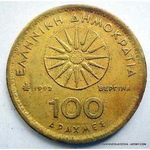 moneda griega de 100 dragmas con alejandro el grande