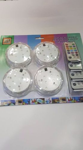 4 Luz Led Pileta Sumergible Rgb Con 4 Control Remoto