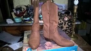 Botas Texanas Nobuk Jr Boots Selladas Forro De Cuero N° 36