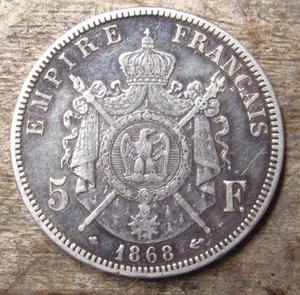 Moneda Napoleon III 5F plata , muy buen estado.