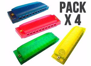Pack X 4 Armonica Diatonica Hohner Colores 20 Voces En Do