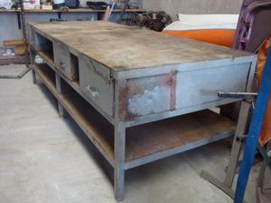 mesa banco hierro de trabajo grande