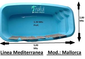 Pileta De Fibra Traful Modelo Mallorca, 5 X 2,80 X 1,30 Mt,