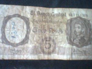 ANTIGUO BILLETE DE $ 5 MONEDA NACIONAL