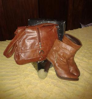 Botas y cartera color marron