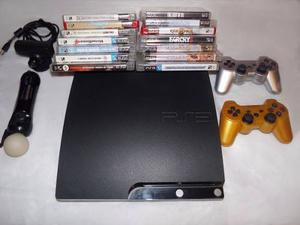 Playstation 3 Slim Sony 160gb+13 Juegos+ 3 Joysticks+ Camara
