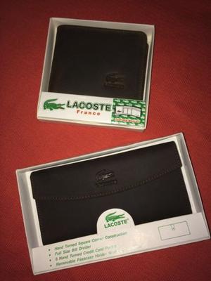 Billetera Lacoste de cuero Nuevas! para hombre y mujer.