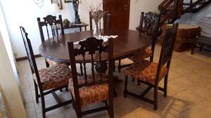 Vendo juego de 6 sillas y mesa antiguas estilo colonial