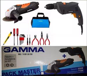 Kit Gamma Taladro 650w + Amoladora 750w + Bolso +