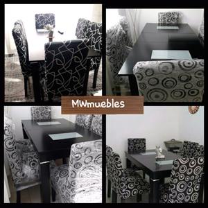 Mesa extensible mas seis sillas