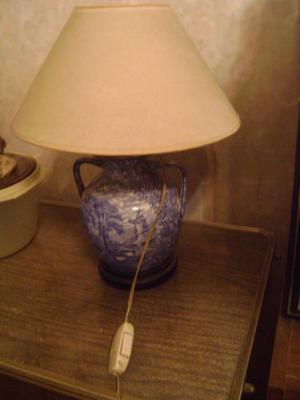 antigua lampara china azul con pantalla