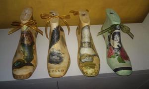 hormas de zapatos decoradas en decoupage