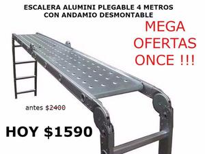 ESCALERA DE ALUMINIO CON ANDAMIO $ OFERTA !!!