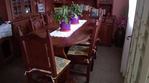 Mesa y 6 sillas de algarrobo macizo