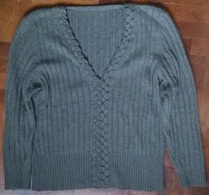 Sweater Pullover Gris Cuello En V.