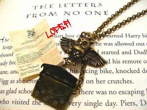 Harry Potter Collar Importado Buho Carta Relicario Hogwarts