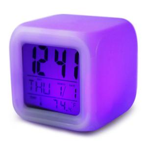 Reloj Despertador Digital Temperatura Luz Led Cambia Color