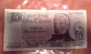 billete de cinco pesos argentinos