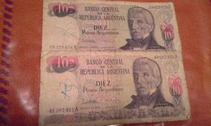 billetes de diez pesos argentinos