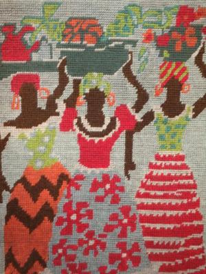 Antiguo tapiz tejido en lana. Antigua Saudade