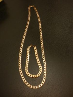 CONJUNTO DE CADENA Y PULSERA ENCHAPADO EN ORO 14K