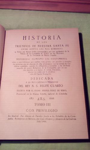 Libro: Historia de los Triunfos de nuestra Santa Fe
