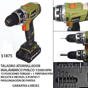 Taladro atornillador inalámbrico Philco. Nuevo con