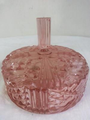 Antigua caramelera cristal facetado rosa