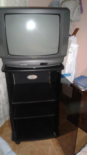 mesa para televisión y minicomponente con vidrio oferta