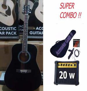 Guitarra Combo Electroacustica + Amplificador 20w+acc Gratis