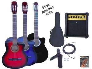 Guitarra Electroacustica Criolla C/ Corte +amplificador 20w