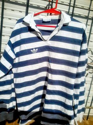 chomba adidas retro azul y blanca c/ detalle