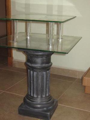 columna dorica patinada con doble vidrio para mesa