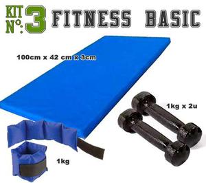 Colchoneta + Tobilleras 1 Kg + Mancuernas 1 Kg. Kit Fitness