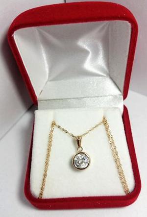 Cadena Singapur 45cm Y Dije Piedra Cubic Oro 18k Mujer