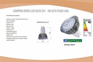 LAMPARAS DICROICAS LED GU 10 3 WATTS