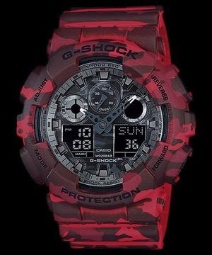 Reloj Casio G-shock Camuflado Ga100cm4a Ga-100cm-4a Rojo