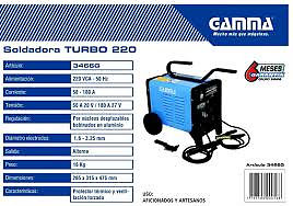 soldadora gamma 220 turbo + mascara fotosensible gladiator