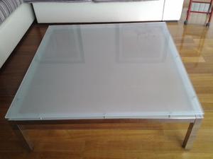 Mesa Ratona Vidrio Templado Y Patas Cromadas 100x100 Simet