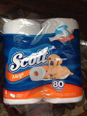 Tres pack papel higienico scott por 4 rollos c/u(80metros)